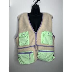 Golf Wang Sherpa Zip Pockets Multicolor Vest Size Large